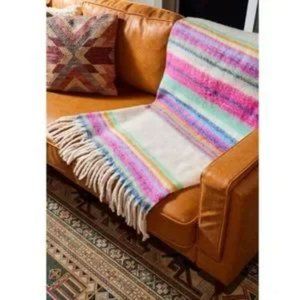 Free People Skye Stripe Fringe Throw Blanket NWT